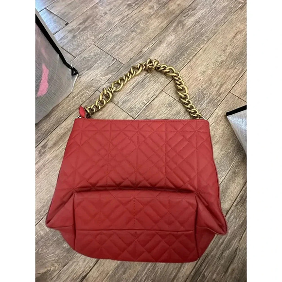 Monica Bini made in Italy Leather quilted Gold Chain Strap Shoulder Bag - Picture 5 of 8